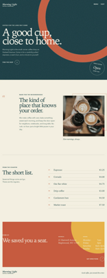 Coffee shop page generated by GPT 5.6 Terra — right run