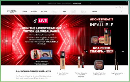 Screenshot of L'Oreal Paris' website home page