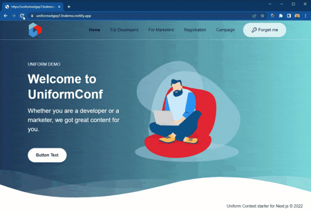 Gif of site personalized with Netlify Edge Functions