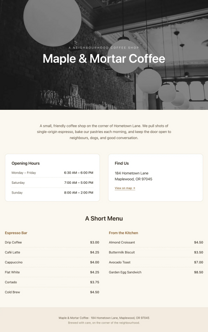 Coffee shop page generated by GLM 5.2 — middle run