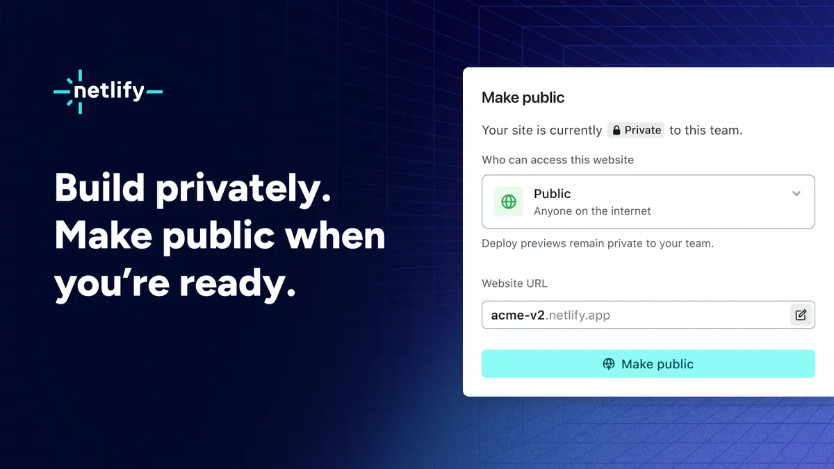 New Netlify projects are now private by default