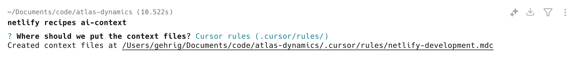Netlify CLI AI context recipes
