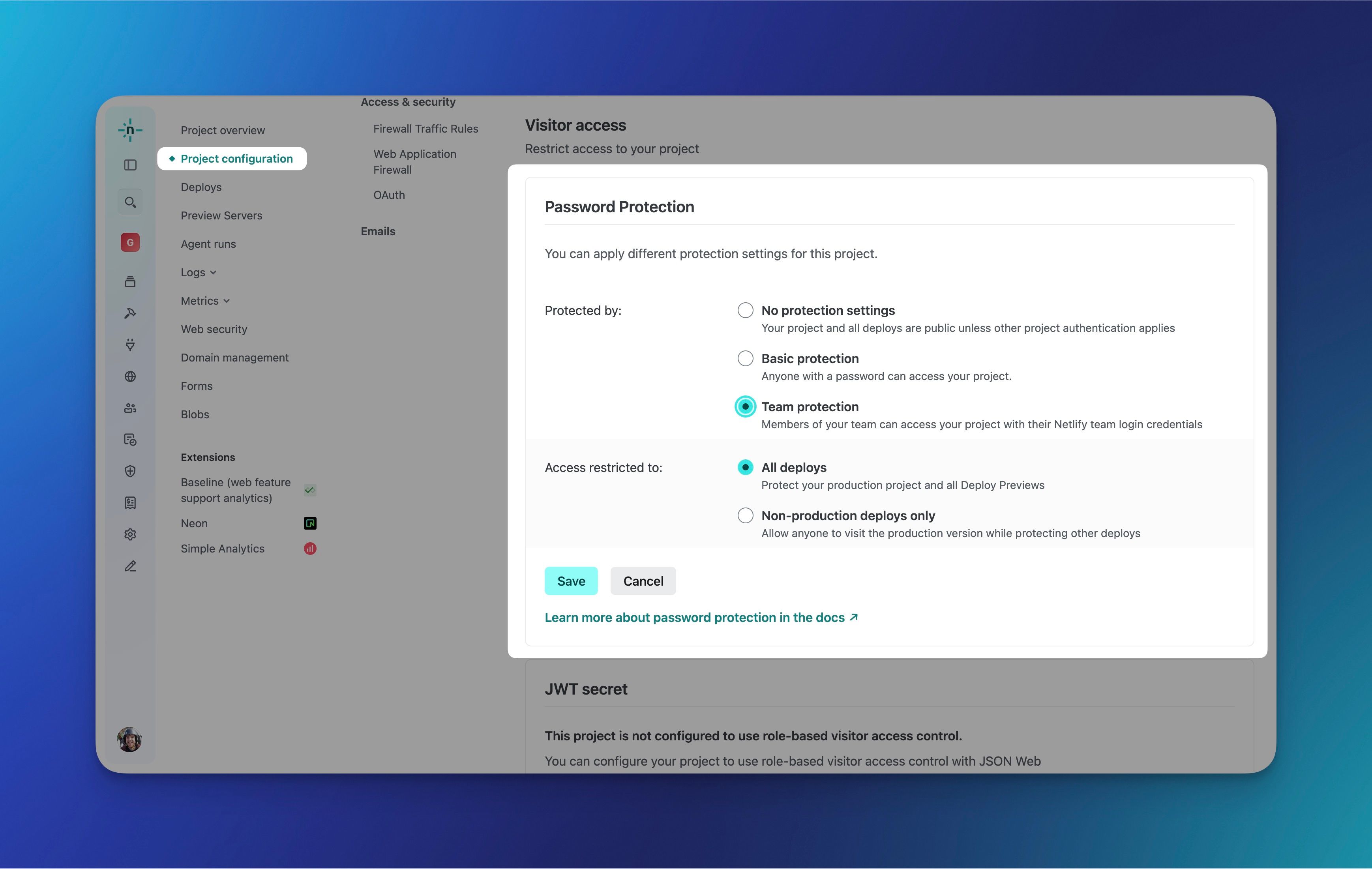 Access settings