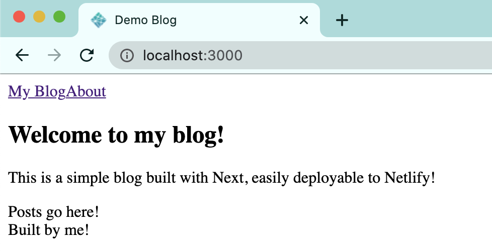 Nav Links exist now! Next.js blog showing navigation links on top of the existing blog