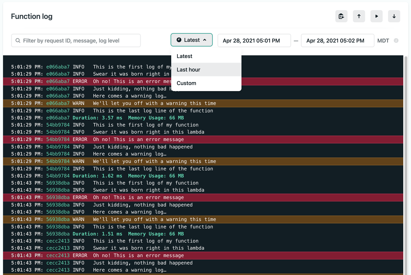 How to filter Netlify logs by date and time