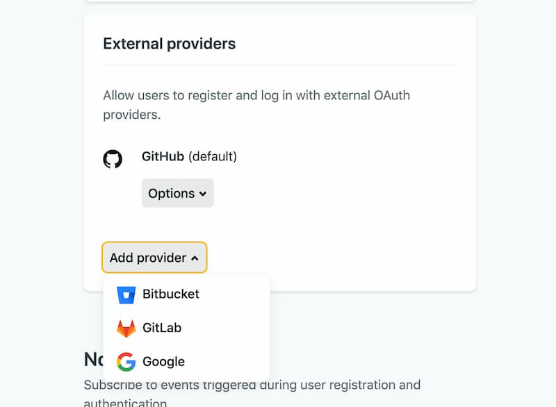 dropdown of external providers