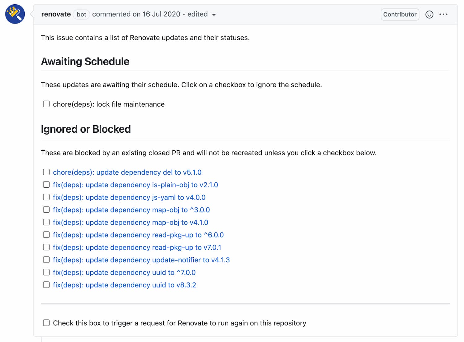 Renovate dependency dashboard