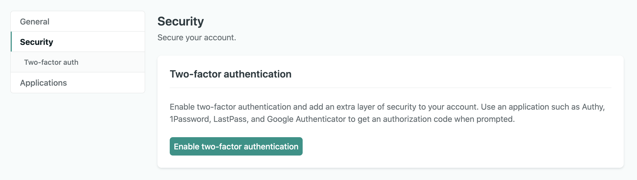 User Security page User Security page