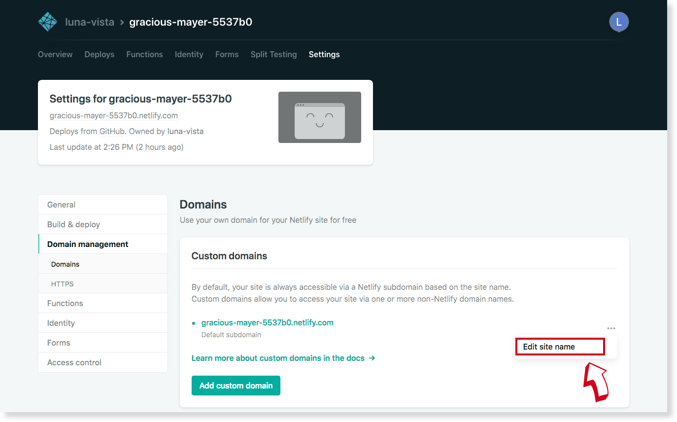 step 8 - change subdomain name